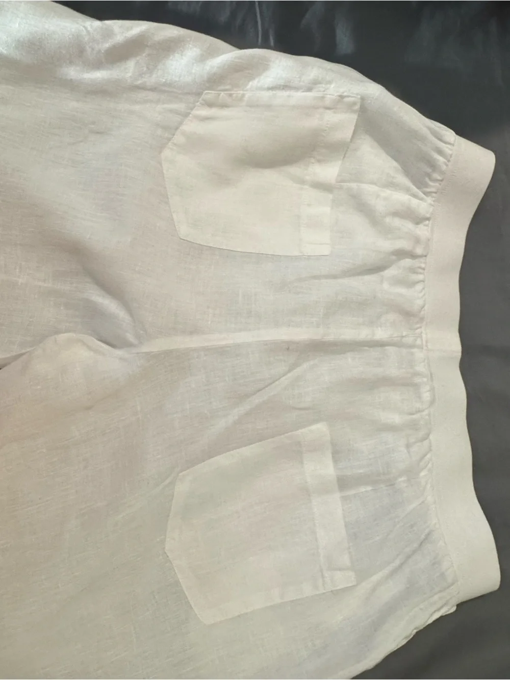 ROSSO35 White Linen Blend Pull-On Pants Made in Italy Size 44 (US Size 8)